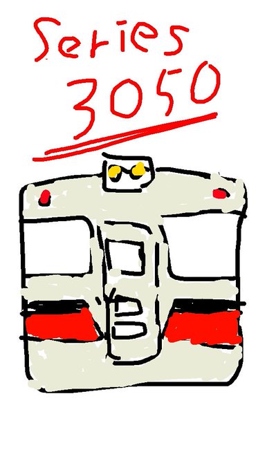 山陽電鉄3000系電車をイメージして描いた物。
クリーム色の車体に、黒と赤のライン。種別・行先表示機は貫通扉に設置されている。